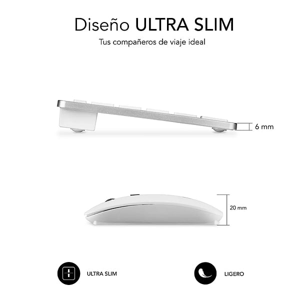 Subblim Combo Dynamic Compact Silver  Kit Teclado y Ratón