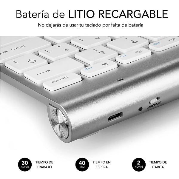 Subblim Wireless Bluetooth Pure Compact Silver  Teclado