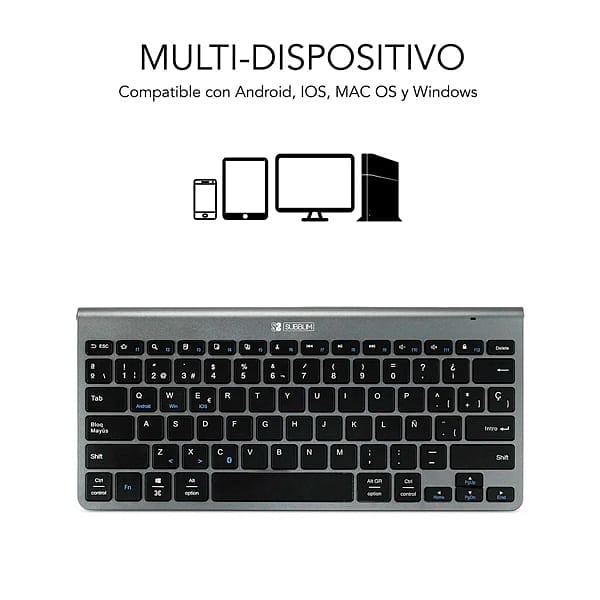 Subblim Wireless Bluetooth Pure Compact Grey  Teclado