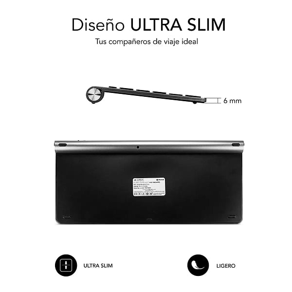 Subblim Wireless Bluetooth Pure Compact Grey  Teclado