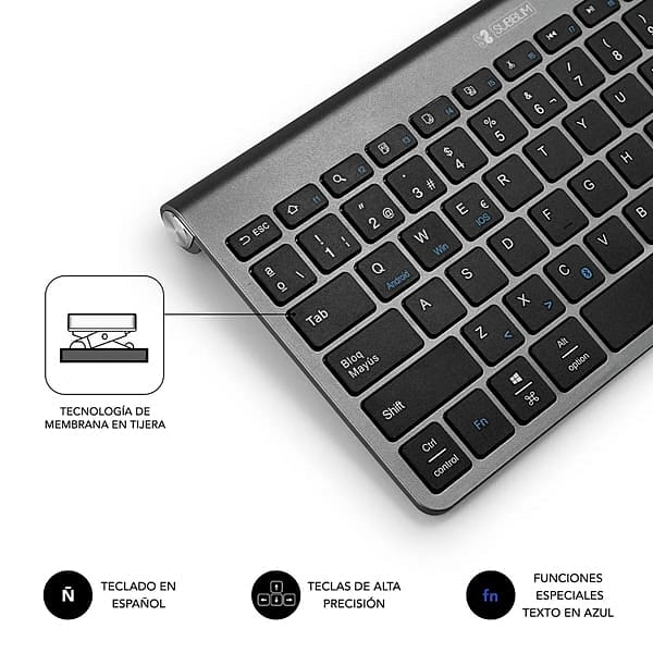Subblim Wireless Bluetooth Pure Compact Grey  Teclado