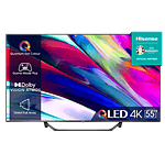 HISENSE 55  TV QLED 4K 55A7KQ Smart TV Quantum Dot Colour Dolby Vision Alexa Built in VIDAA Voice DVBT2 H265