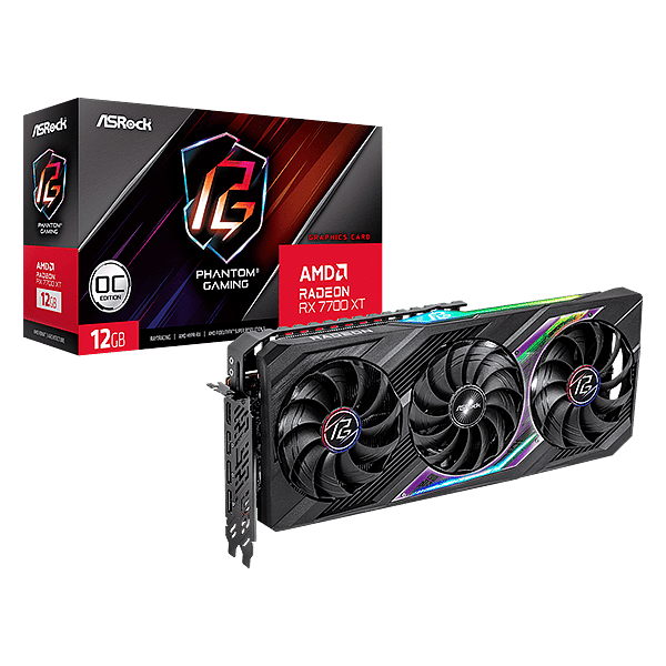 Asrock Radeon RX 7700 XT Phantom Gaming OC 12GB GDDR6  Tarjeta Gráfica AMD
