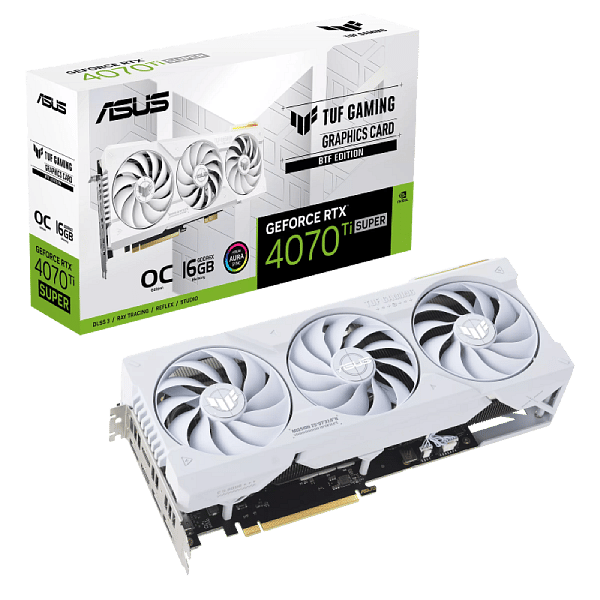 Asus TUF Gaming GeForce RTX 4070 Ti Super OC White 16GB GDDR6X DLSS3 BTF Edition  Tarjeta Gráfica Nvidia