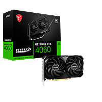 MSI GeForce RTX 4060 Ventus 2X OC Black 8GB GDDR6 DLSS3  Tarjeta Gráfica Nvidia