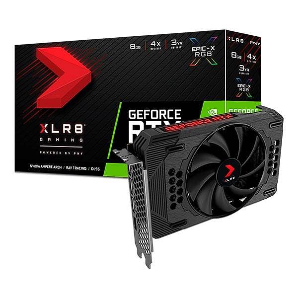 PNY GeForce RTX3050 XLR8 Gaming Revel EpicX Single Fan 8GB GDDR6  Tarjeta Gráfica Nvidia