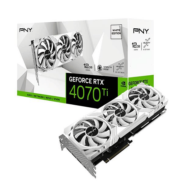 PNY GeForce RTX 4070 TI Verto White 12GB GDDR6X DLSS3  Tarjeta Gráfica Nvidia