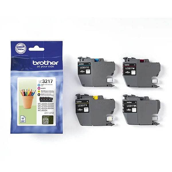 Brother Pack de 4 cartuchos de tinta LC3217VAL BKCMY hasta 550 páginas cada color