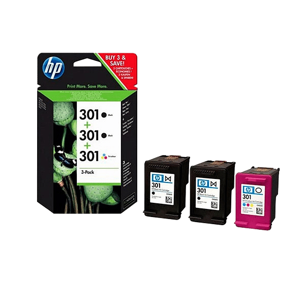 HP 301 pack 3 cartuchos 2 x negro y 1 tricolor  Tinta