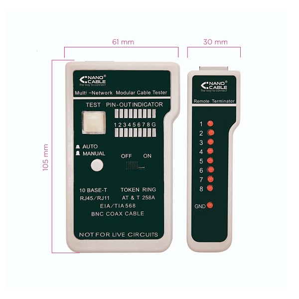 Nanocable 10310303  Testeador cable RJ11RJ12RJ45coaxial