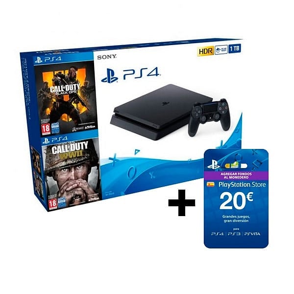Sony PS4 Slim 1TB  COD BOIIII  COD WWII  20 PS Store