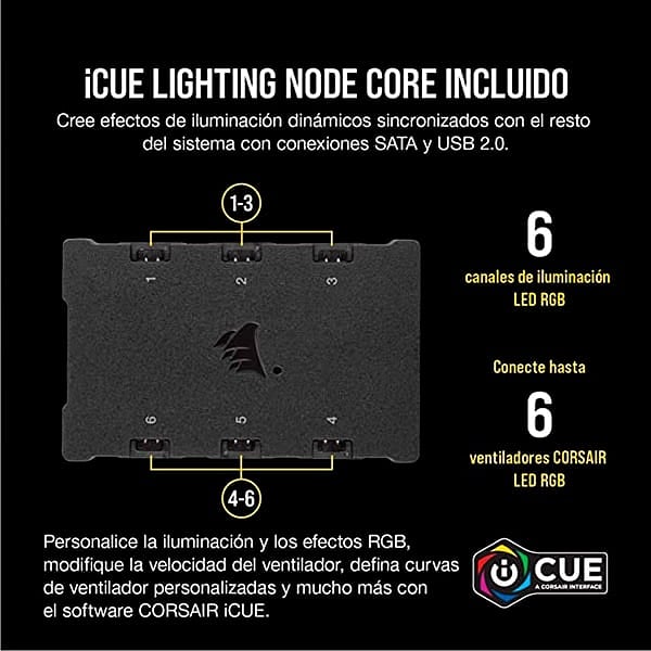 Corsair SP120 Elite RGB Triple Pack 120mm con Node Core Ventilador