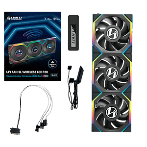 LIAN LI Unifan SL  Ventilador Wireless LCD Black Pack 3