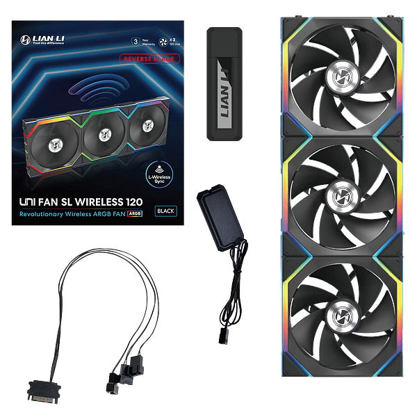 Lian Li UNI FAN SL 120 WiFi RGB Negro Pack 3 Reverse  Ventilador