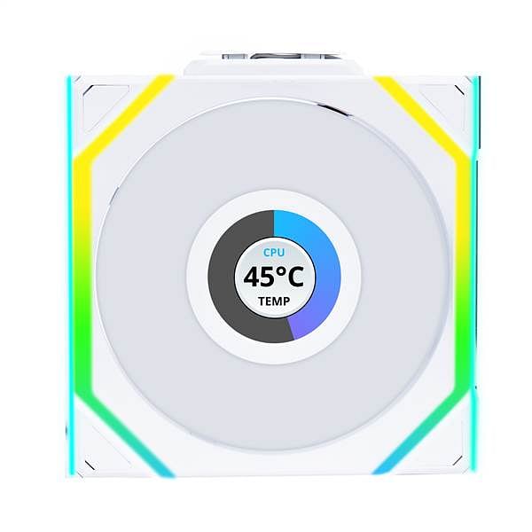 Lian Li UNI FAN SL Wireless Pantalla LCD 120 ARGB FAN Reverse Blade  Pack de 3 Ventiladores Blancos