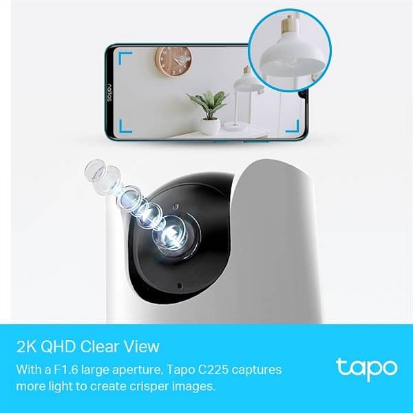 TPLink Tapo C225  Cámara inteligente de seguridad para el hogar WiFi resolución 2K con movimiento horizontal y vertical