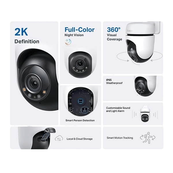 TPLink Tapo C510  Cámara inteligente de seguridad para el hogar WiFi con resolucion 2K y movimiento horizontal y vertical