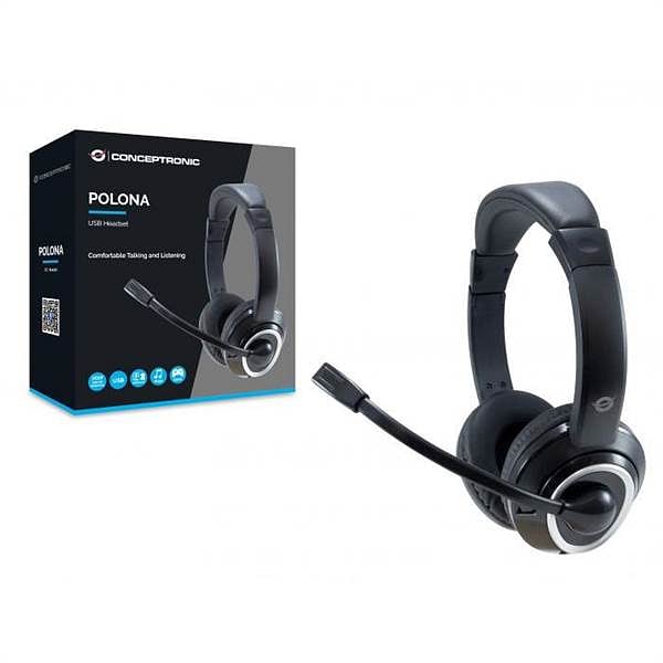 Conceptronic Polona USB  con microfono Black  White  Auriculares