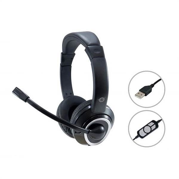 Conceptronic Polona USB  con microfono Black  White  Auriculares