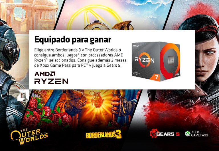 AMD  Equipado para ganar  Consigue Borderlands 3 o The Outer Worlds
