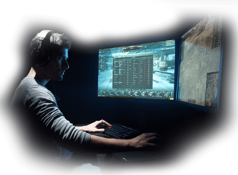Person Playing World of Tanks