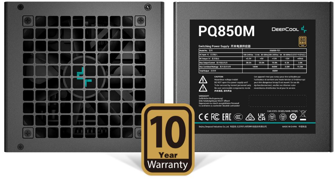 Deepcool PQ850M 850W 10 year warranty Deepcool PQ850M 850W 10 year warranty