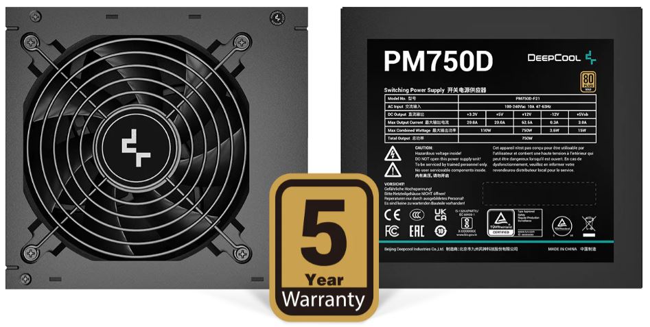 Deepcool PM750D 750W 5 year warranty