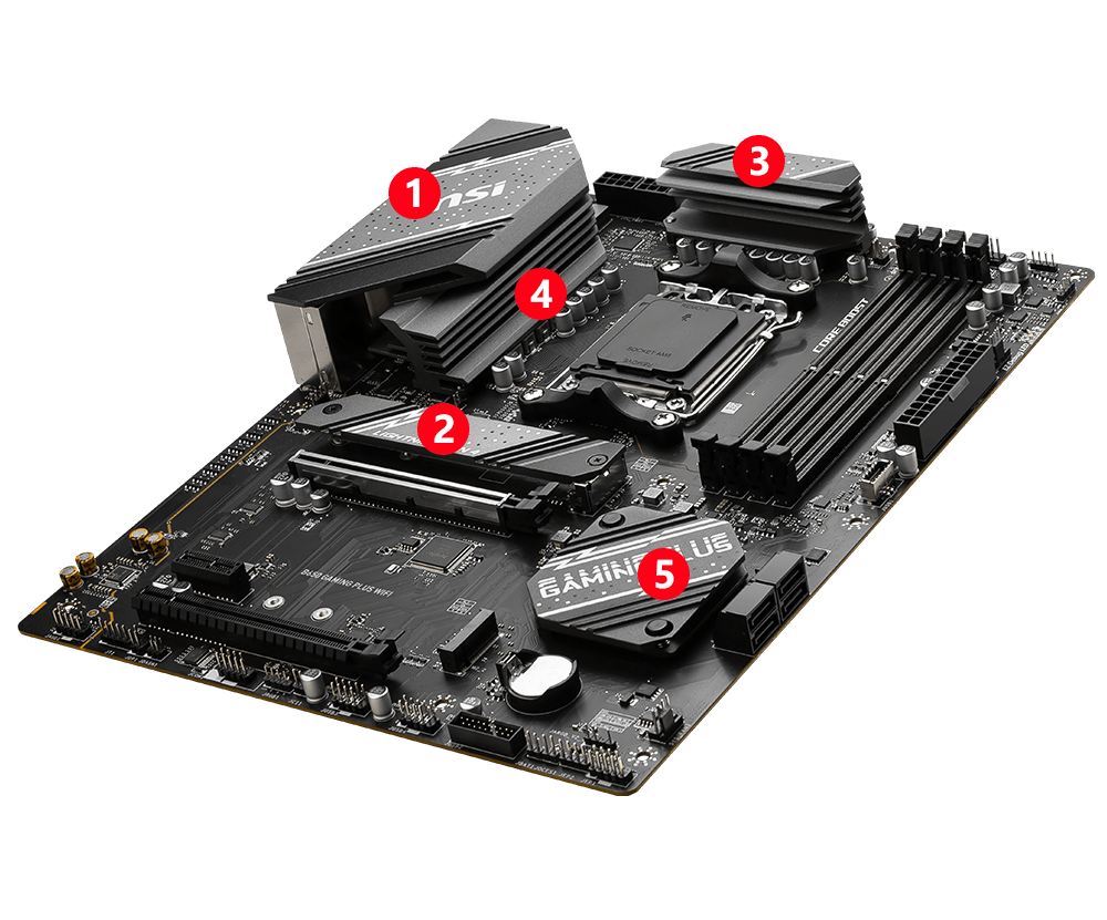 Placa Base con las partes de Hardwares explicadas