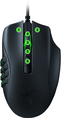 Esquema de controles cenital Ratón Razer Naga X