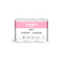 Tisoft Paquete de 12 rollos de papel higiénico doble capa