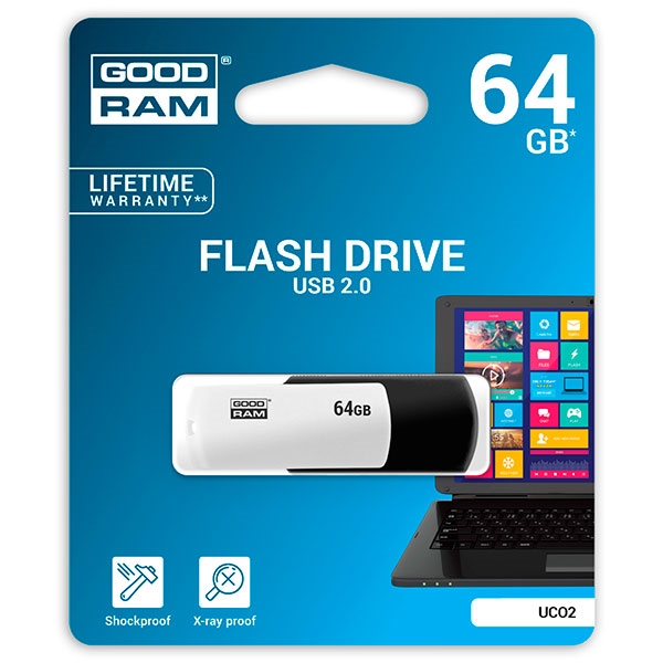 GOODRAM Pendrive 64GB UCO2 USB 20 BlancoNegro  Memoria