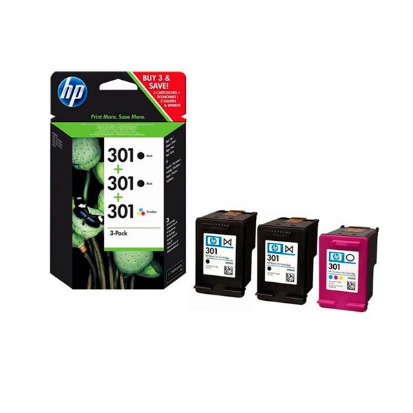 HP 301 pack 3 cartuchos 2 x negro y 1 tricolor  Tinta