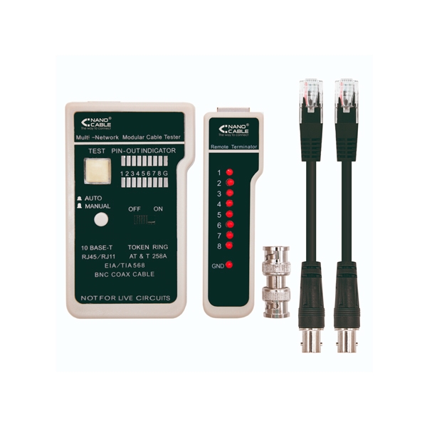 Nanocable 10310303  Testeador cable RJ11RJ12RJ45coaxial