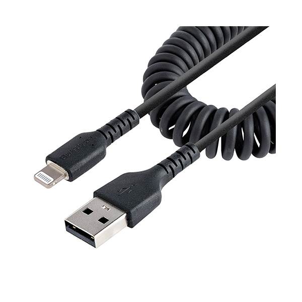 StarTechcom Cable 1m USB a Lightning Rizado MFi Negro Carga para iPhone