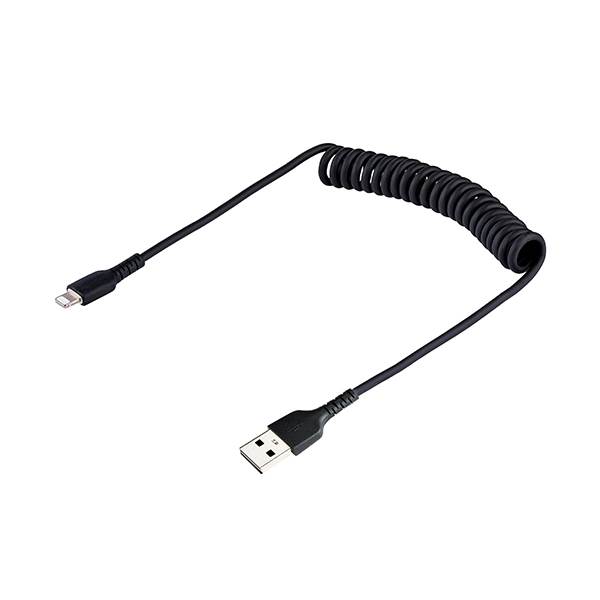 StarTechcom Cable 50cm USB a Lightning Rizado MFi Negro Carga de iPhone