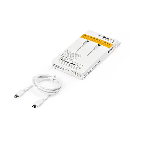 StarTechcom Cable USBC a Lightning Resistente de 1 m  de Color Blanco