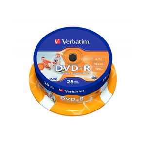DVDR Verbatim Imprimible 16X Tarrina25uds