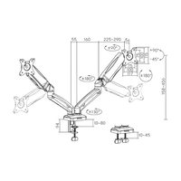 Aisens DT32TSR221 Black  hasta 9kg por brazo  contrapeso giratorio e inclinable  Soporte Profesional para 2 monitores