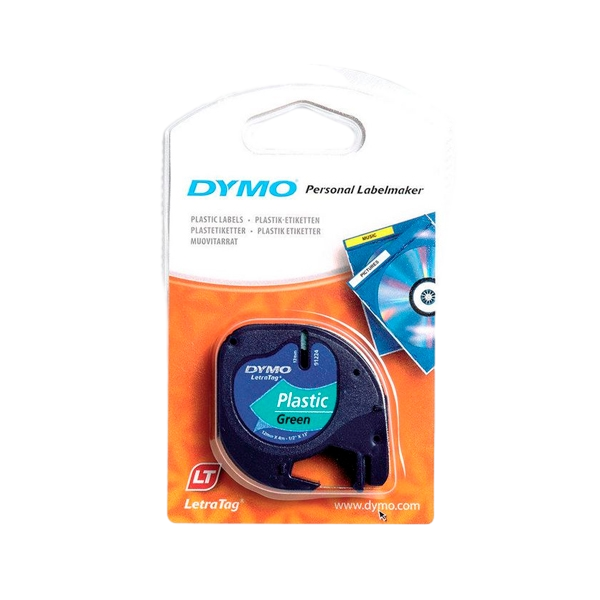 Dymo cinta de plástico negro verde 12mm x 4m Recambio Dymo cinta de plástico negro verde 12mm x 4m Recambio