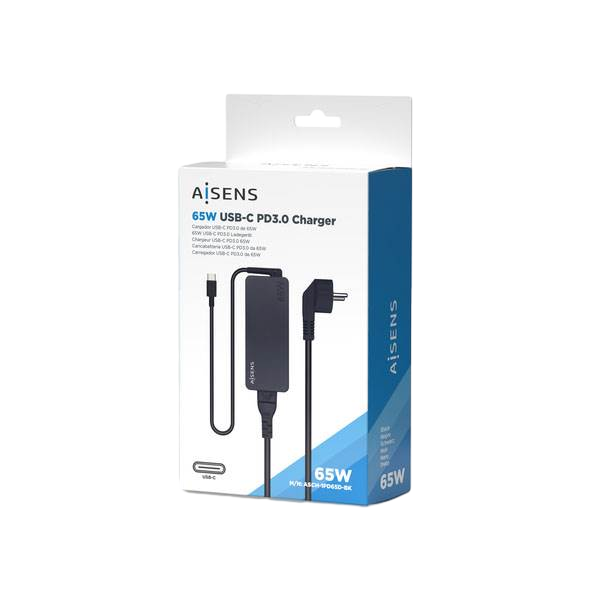 Aisens ASCH1PD65DBK 65W USBC Cargador de Portátil Aisens ASCH1PD65DBK 65W USBC Cargador de Portátil