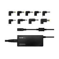 Aisens ASLC65WAUTOBK  65W  9 Conectores  USB 30  Cargador de Portátil