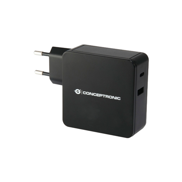 Conceptronic Cargador USBC y USBA 60W Negro Adaptador Conceptronic Cargador USBC y USBA 60W Negro Adaptador