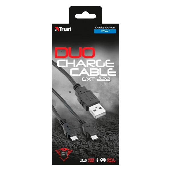 Trust Gaming GXT 222 Cable de carga para 2 mandos PS4 Trust Gaming GXT 222 Cable de carga para 2 mandos PS4
