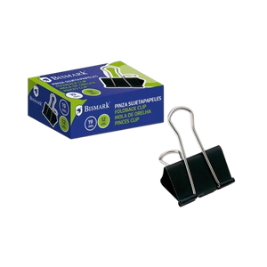 Bismark Pinza Metálica Palanca Abatible sujetapapeles 19 mm Color negro  Caja 12 unidades