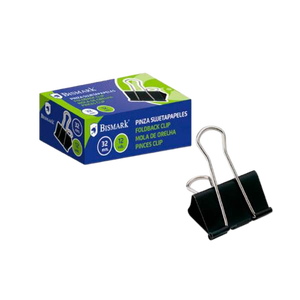 Bismark Pinza Metálica Palanca Abatible sujetapapeles 32 mm Color negro  Caja 12 unidades