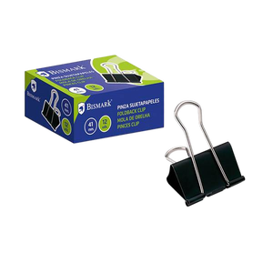 Bismark Pinza Metálica Palanca Abatible sujetapapeles 41 mm Color negro  Caja 12 unidades