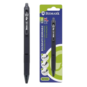 Bolígrafo Borrable con Clip Bismark Color Negro Retráctil Trazo 07mm Bolígrafo Borrable con Clip Bismark Color Negro Retráctil Trazo 07mm
