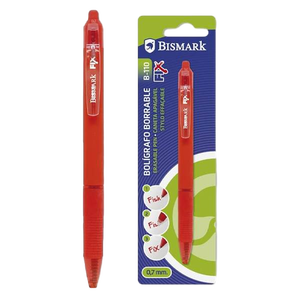 Bolígrafo Borrable con Clip Bismark Color Rojo Retráctil Trazo 07mm Bolígrafo Borrable con Clip Bismark Color Rojo Retráctil Trazo 07mm