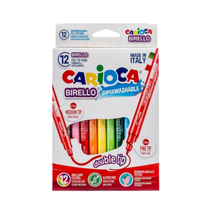 Rotuladores de Colores Carioca Birello Superlavable Caja 12 Colores Doble Punta