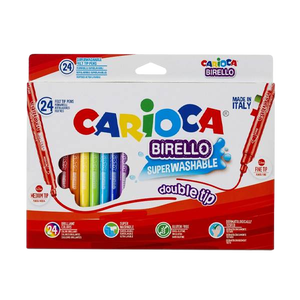 Rotuladores de Colores Carioca Birello Superlavable Caja 24 Colores Doble Punta